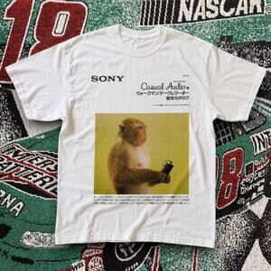 Sony Casual Audio Monkey Graphic Tee White Unisex